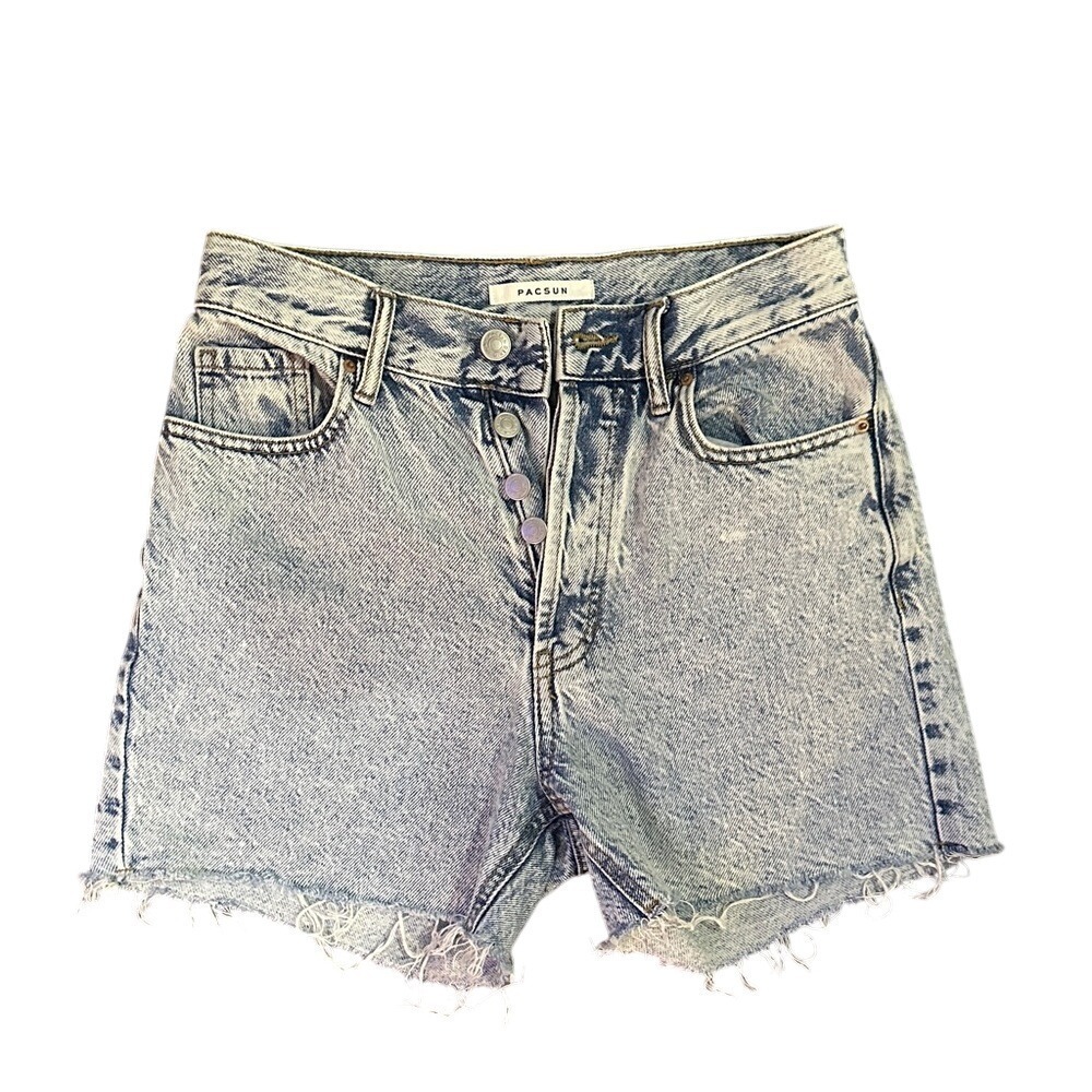 PacSun Women's Distressed Jean Shorts - Light Blue